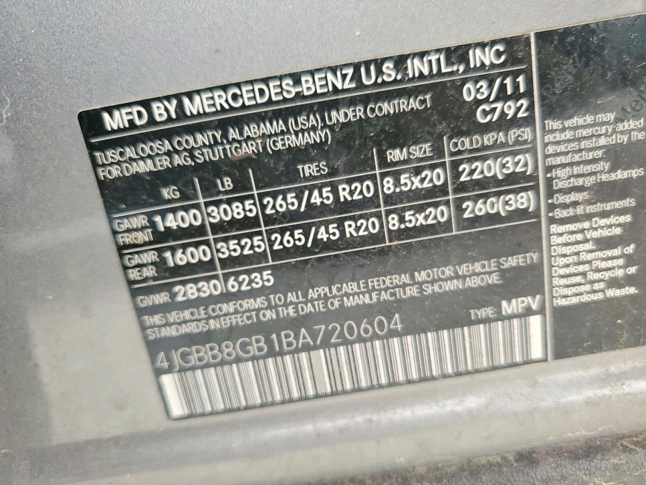 2011 MERCEDES-BENZ M-CLASS