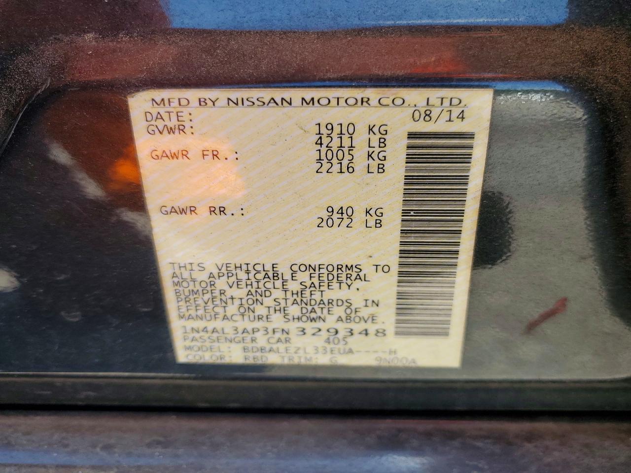 2015 NISSAN ALTIMA