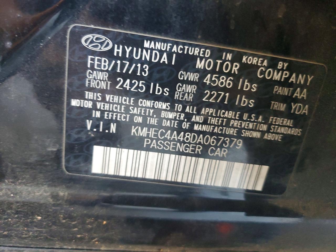 2013 HYUNDAI SONATA