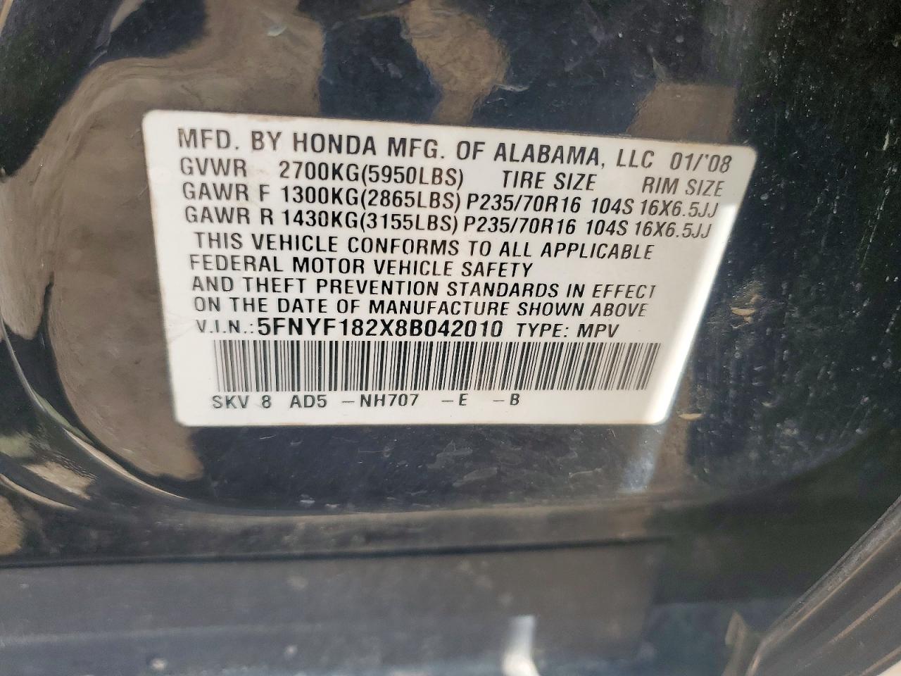 2008 HONDA PILOT