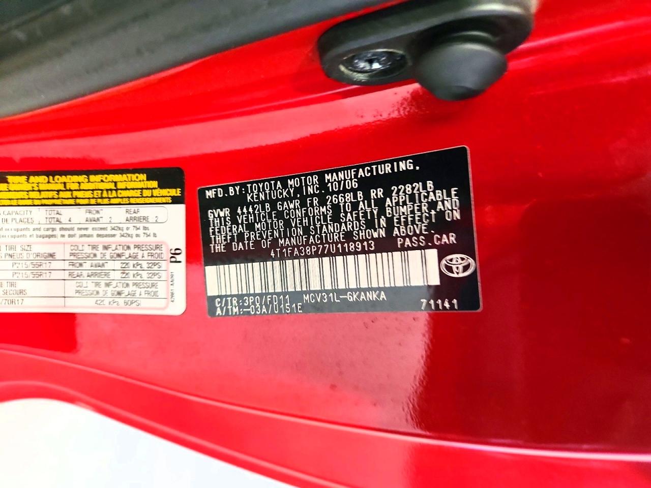 2007 TOYOTA CAMRY SOLA