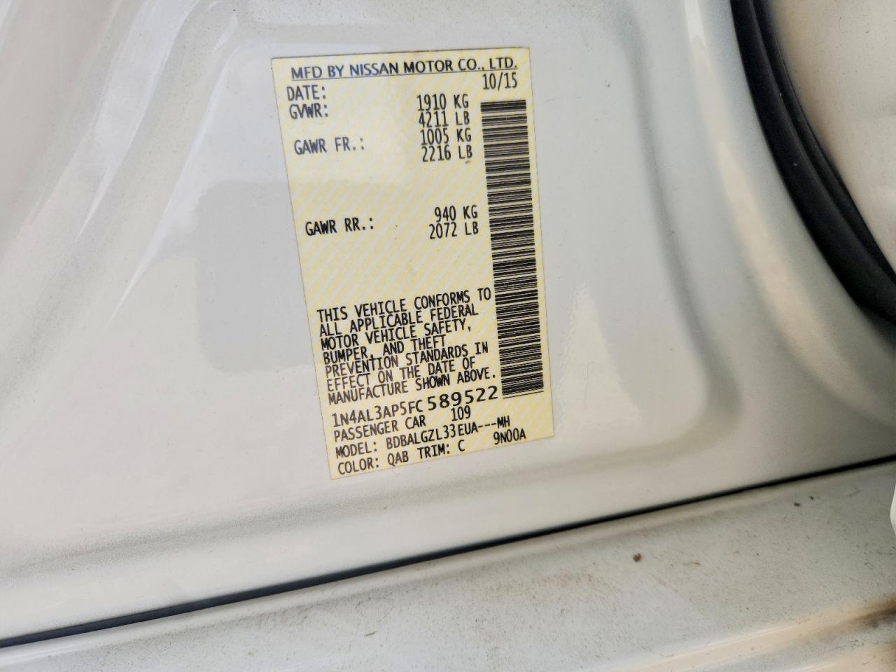 2015 NISSAN ALTIMA