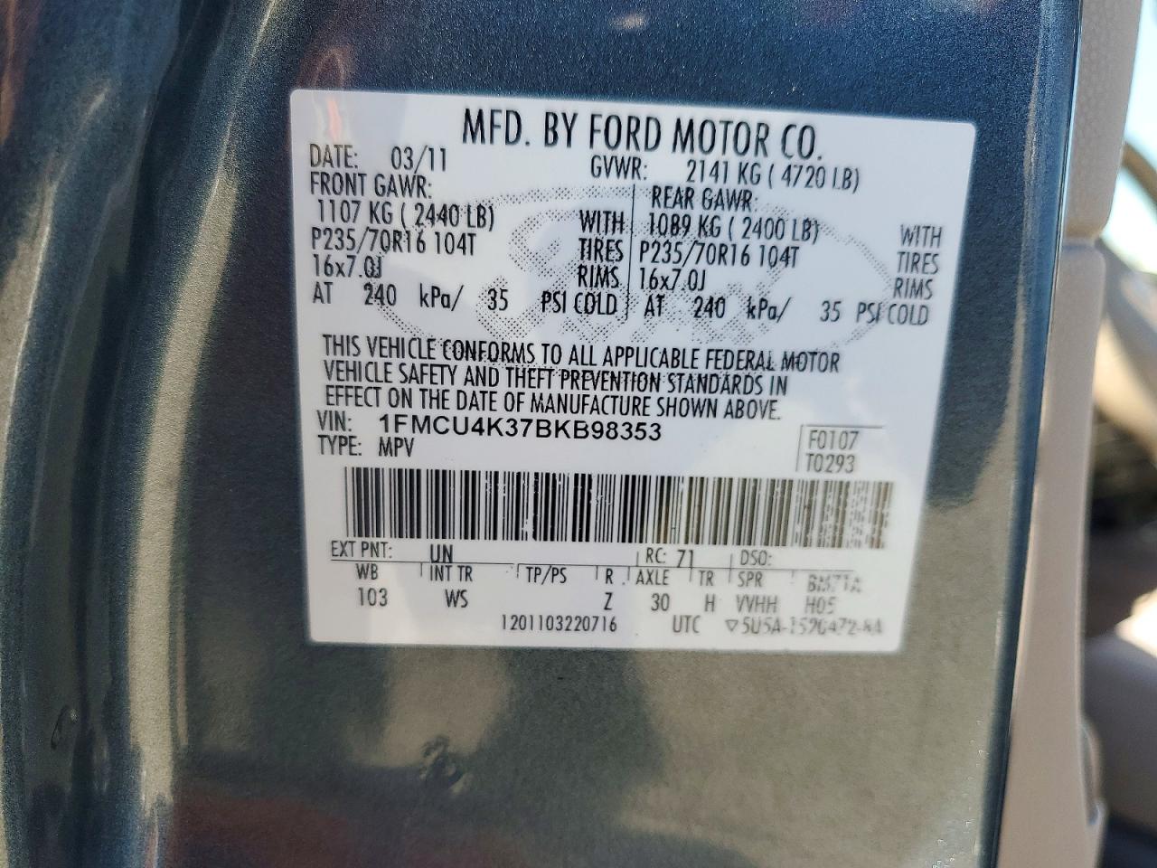 2011 FORD ESCAPE