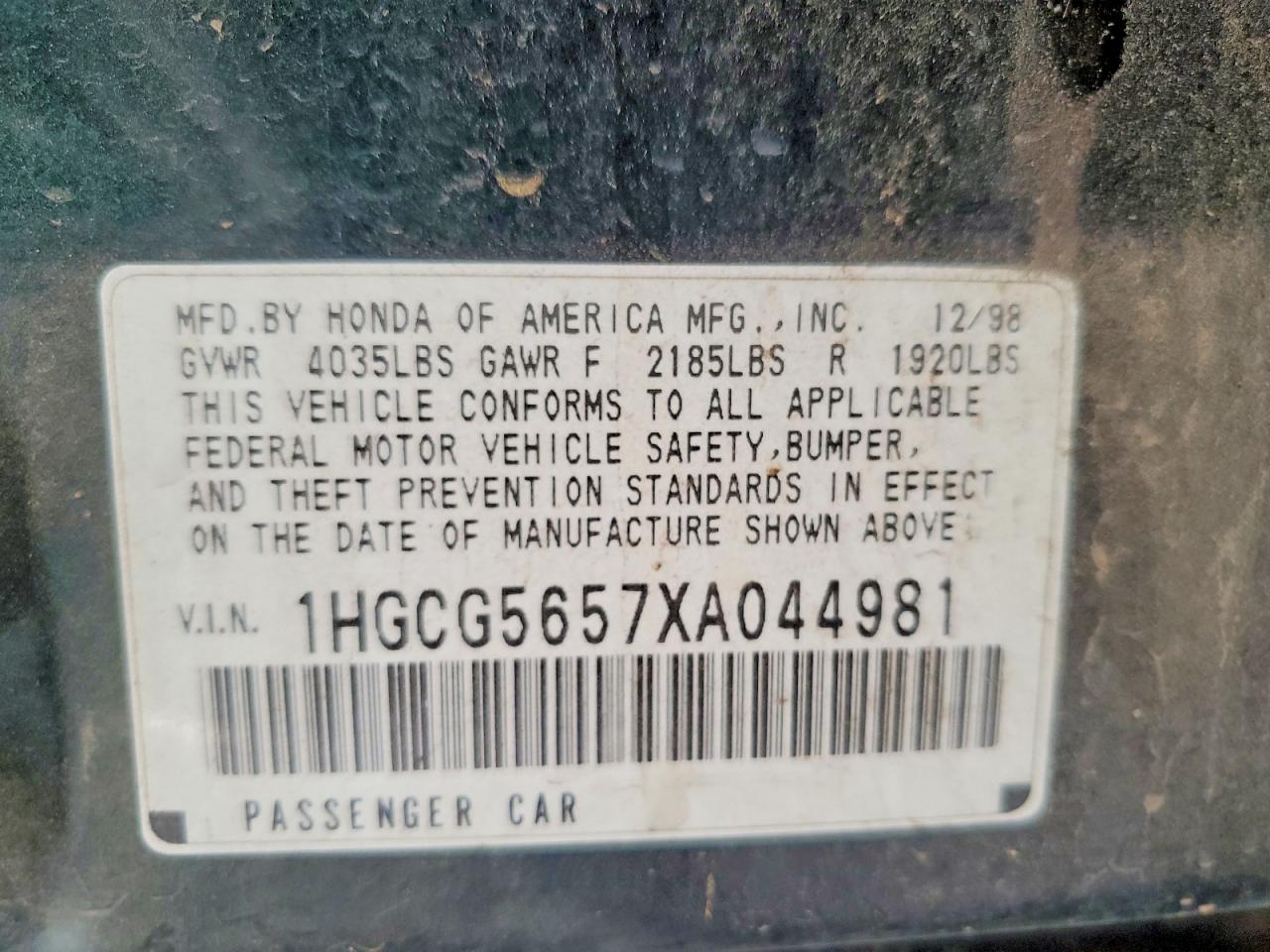 1999 HONDA ACCORD