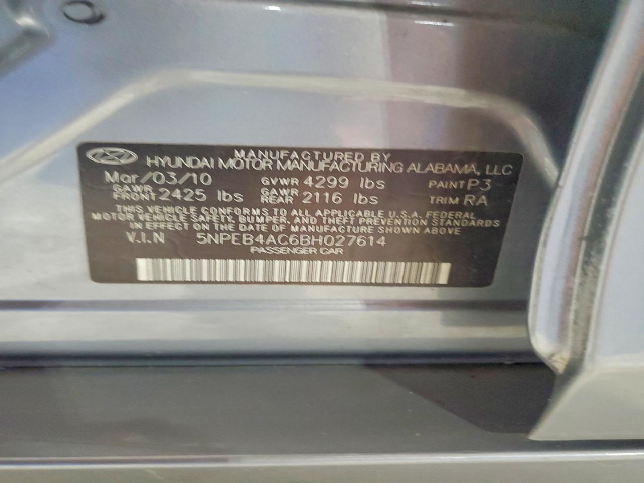 2011 HYUNDAI SONATA