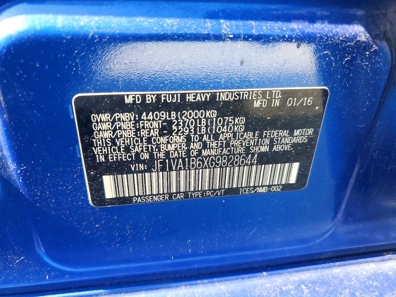 2016 SUBARU WRX