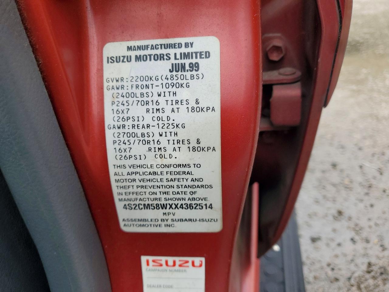 1999 ISUZU RODEO