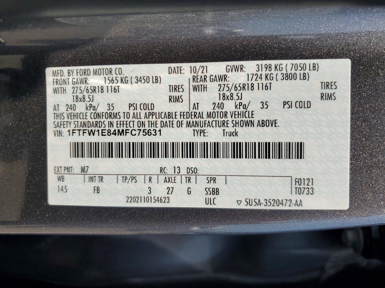 2021 FORD F150