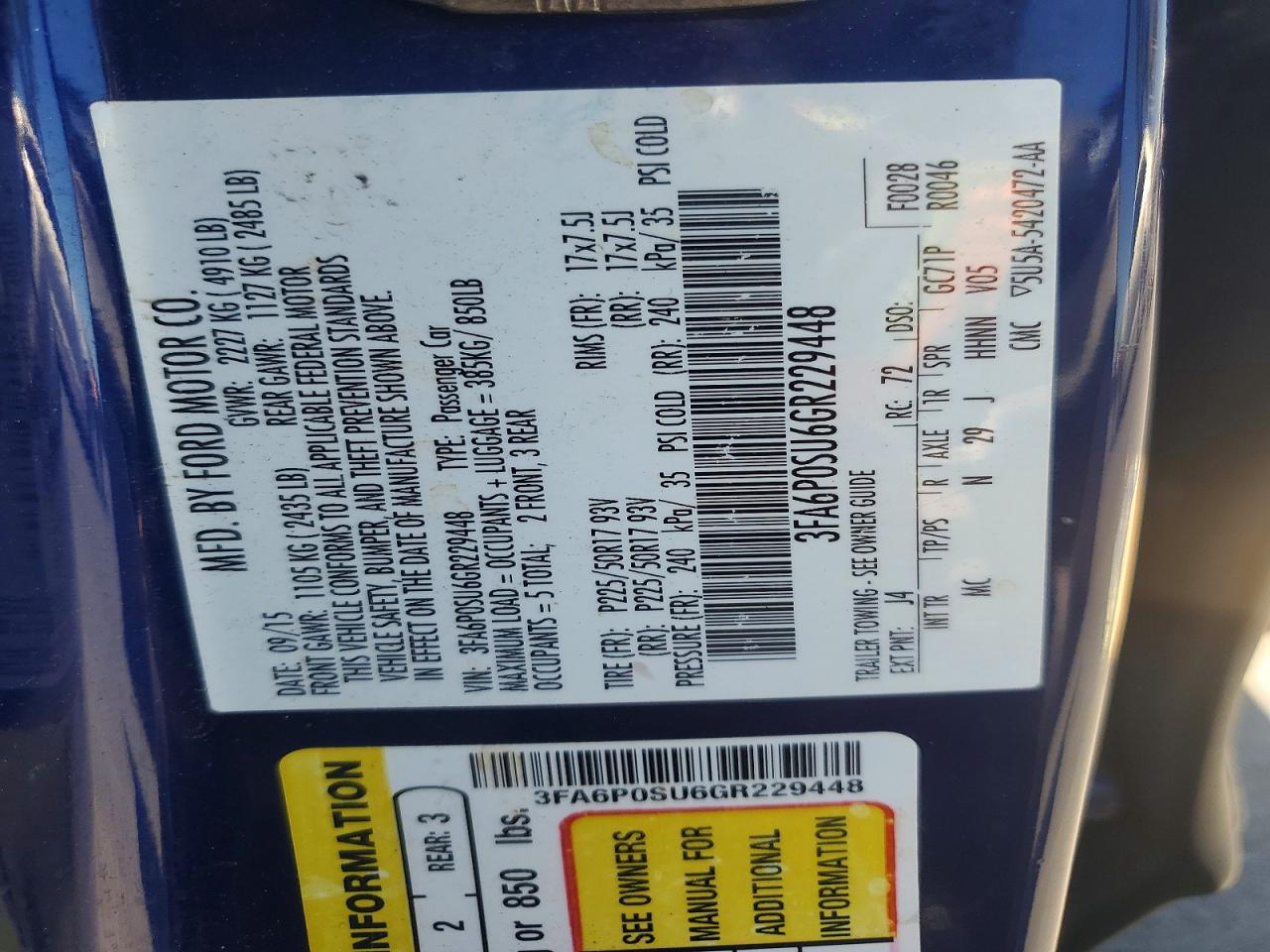 2016 FORD FUSION