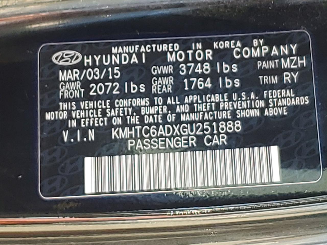 2016 HYUNDAI VELOSTER