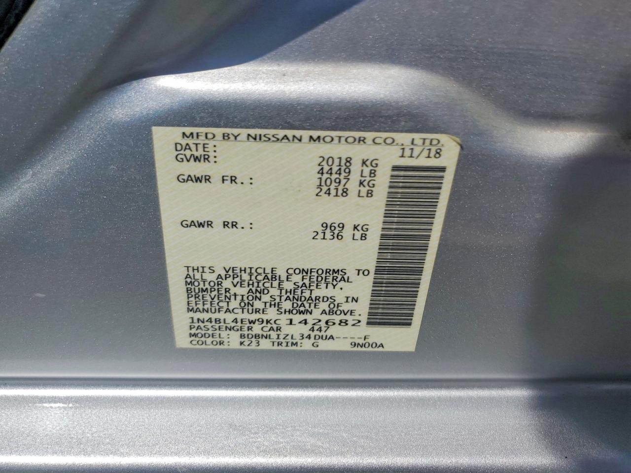 2019 NISSAN ALTIMA