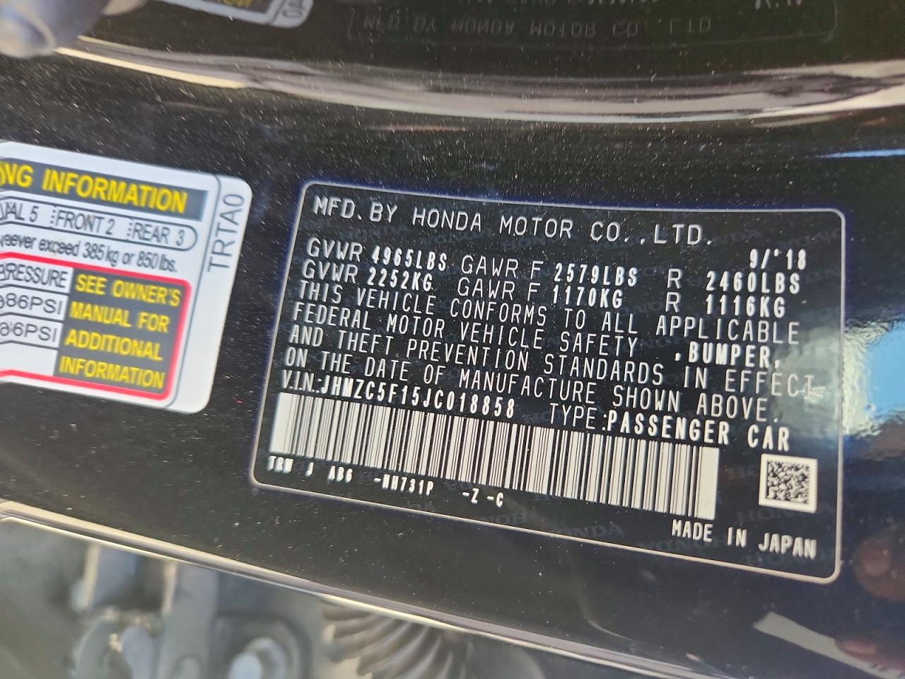 2018 HONDA CLARITY