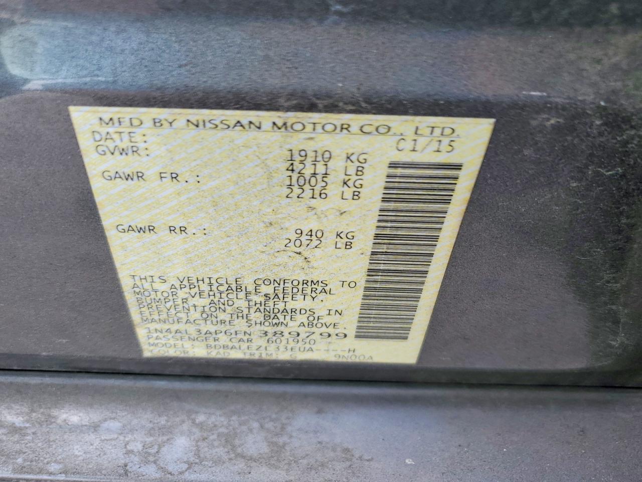 2015 NISSAN ALTIMA