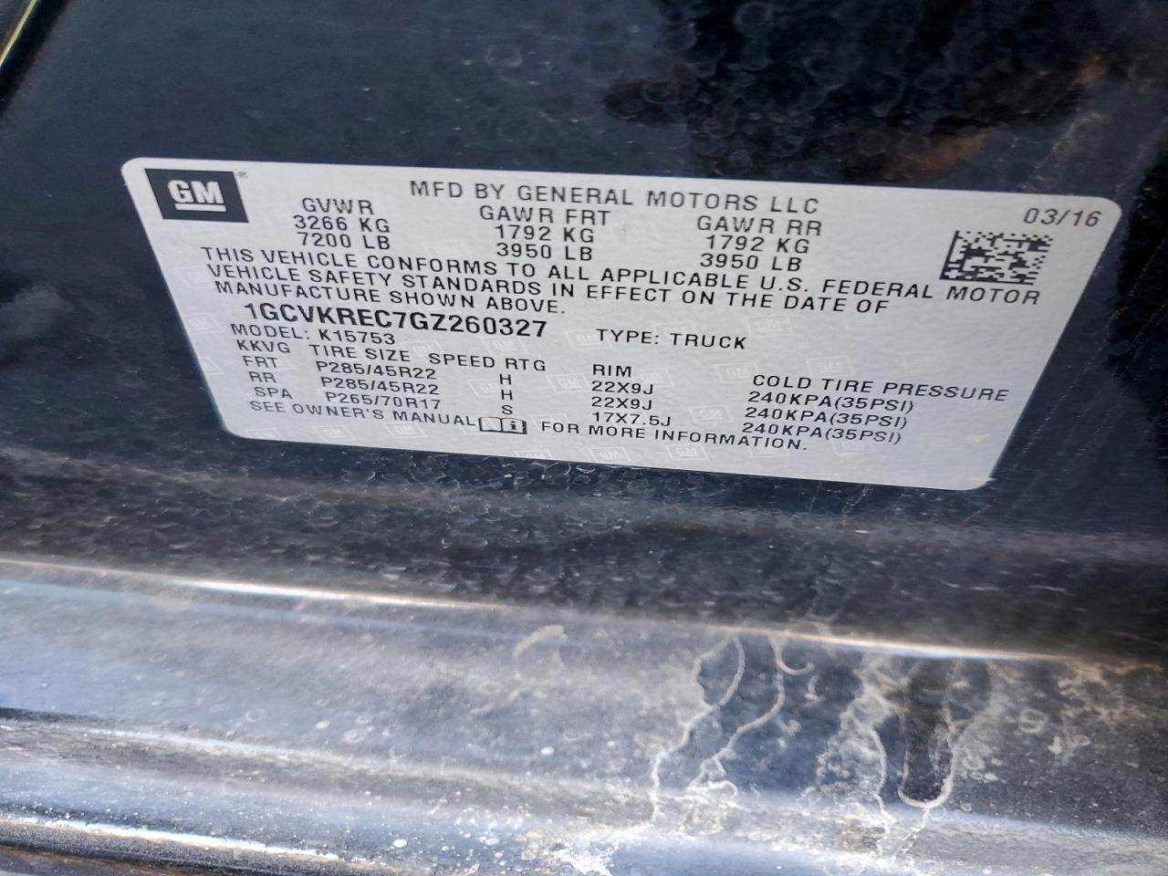 2016 CHEVROLET SILVERADO
