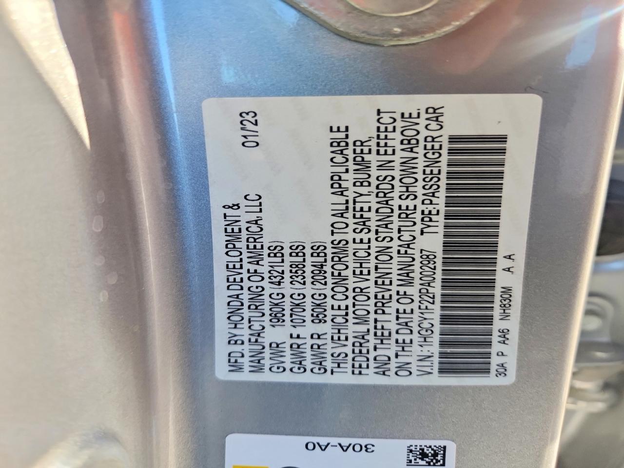 2023 HONDA ACCORD