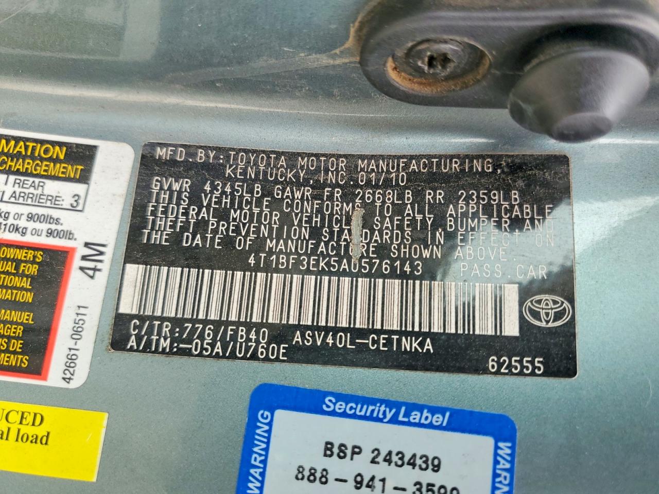 2010 TOYOTA CAMRY