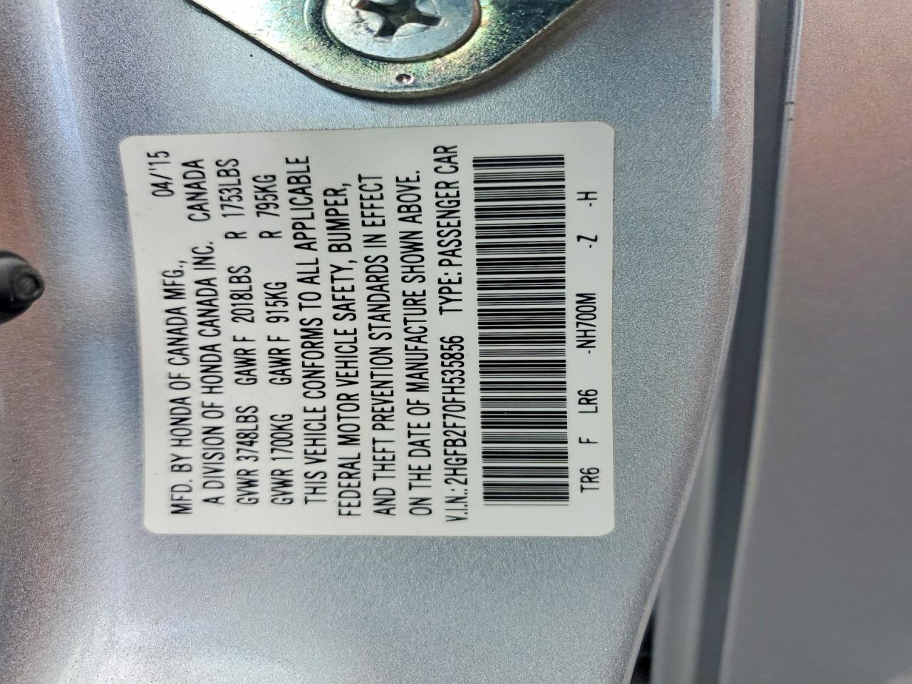 2015 HONDA CIVIC