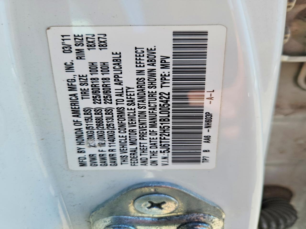 2011 HONDA ACCORD