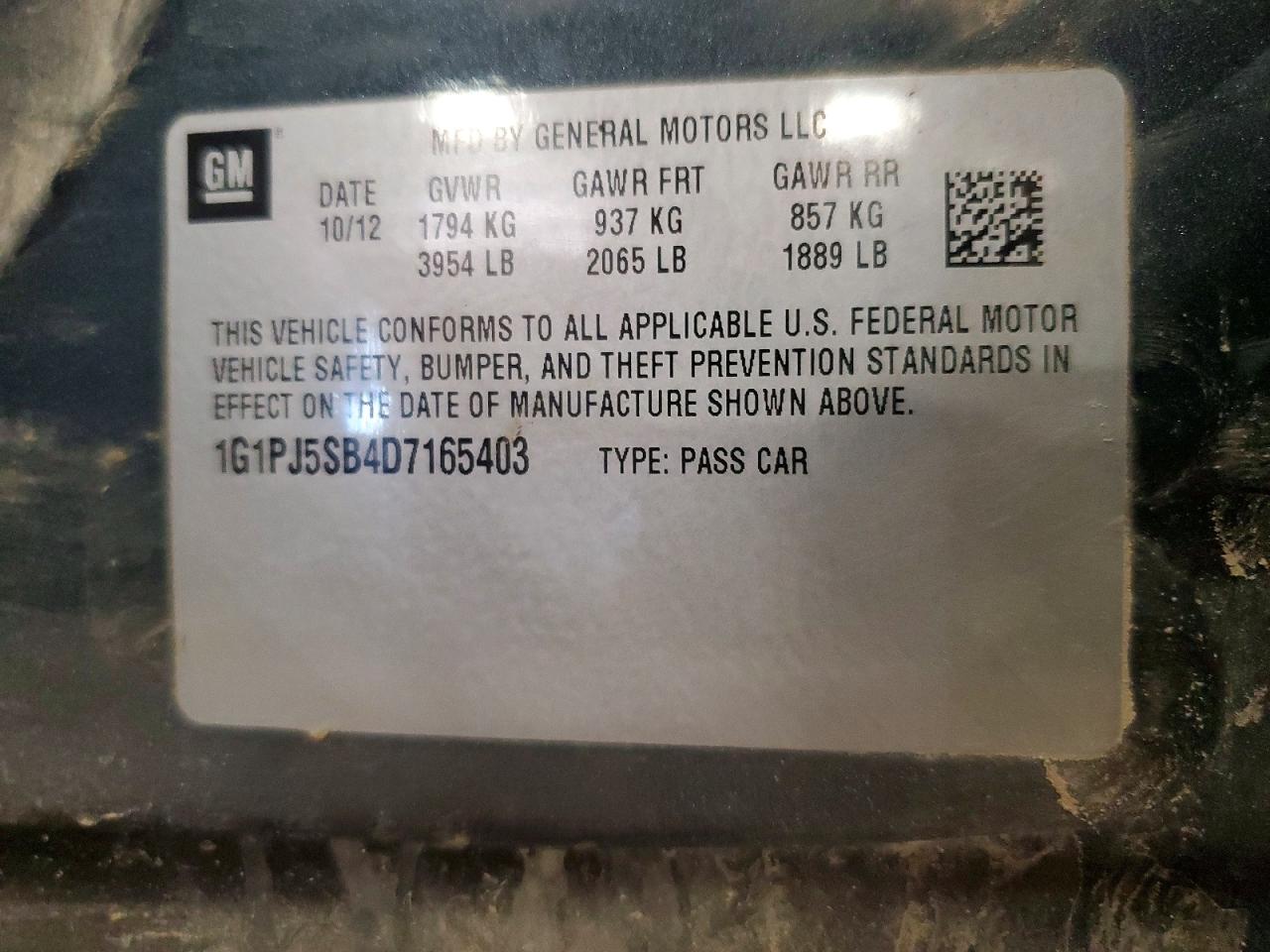 2013 CHEVROLET CRUZE
