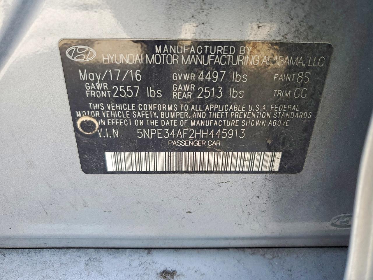 2017 HYUNDAI SONATA