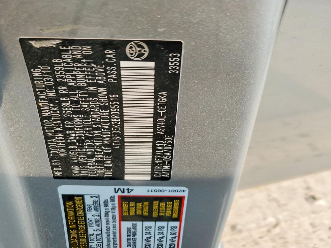 2011 TOYOTA CAMRY