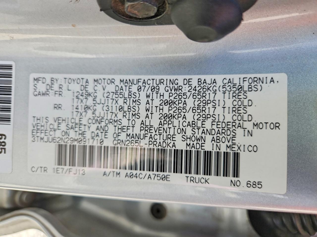 2009 TOYOTA TACOMA