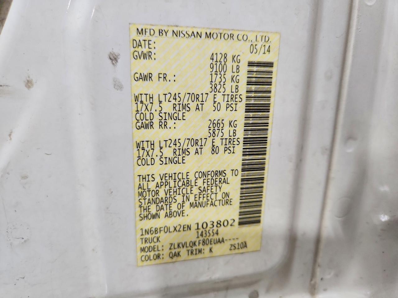 2014 NISSAN NV