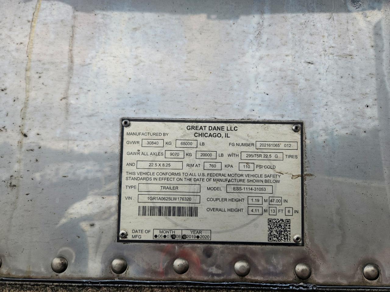 2020 GREAT DANE TRAILERS NO MODEL F