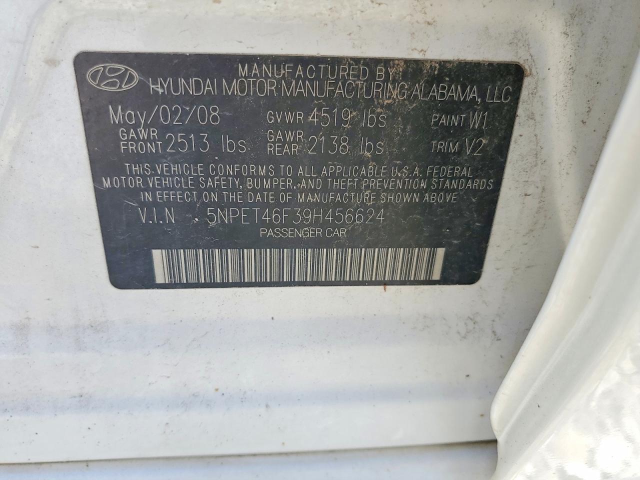 2009 HYUNDAI SONATA GLS