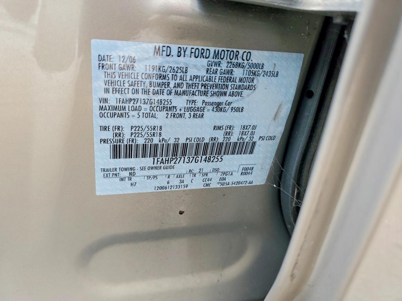 2007 FORD FIVE HUNDR