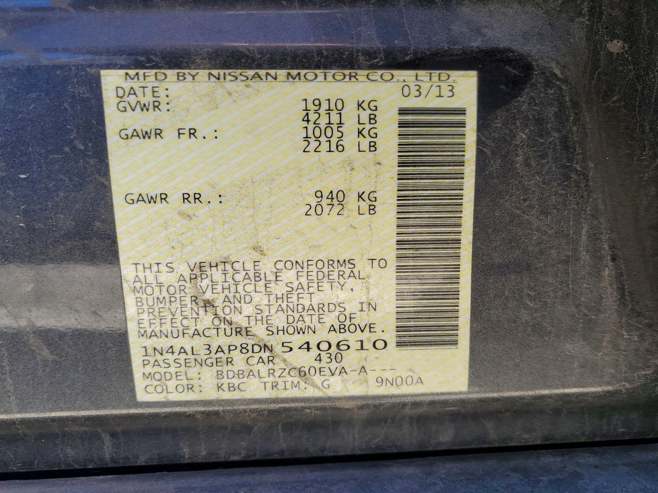 2013 NISSAN ALTIMA