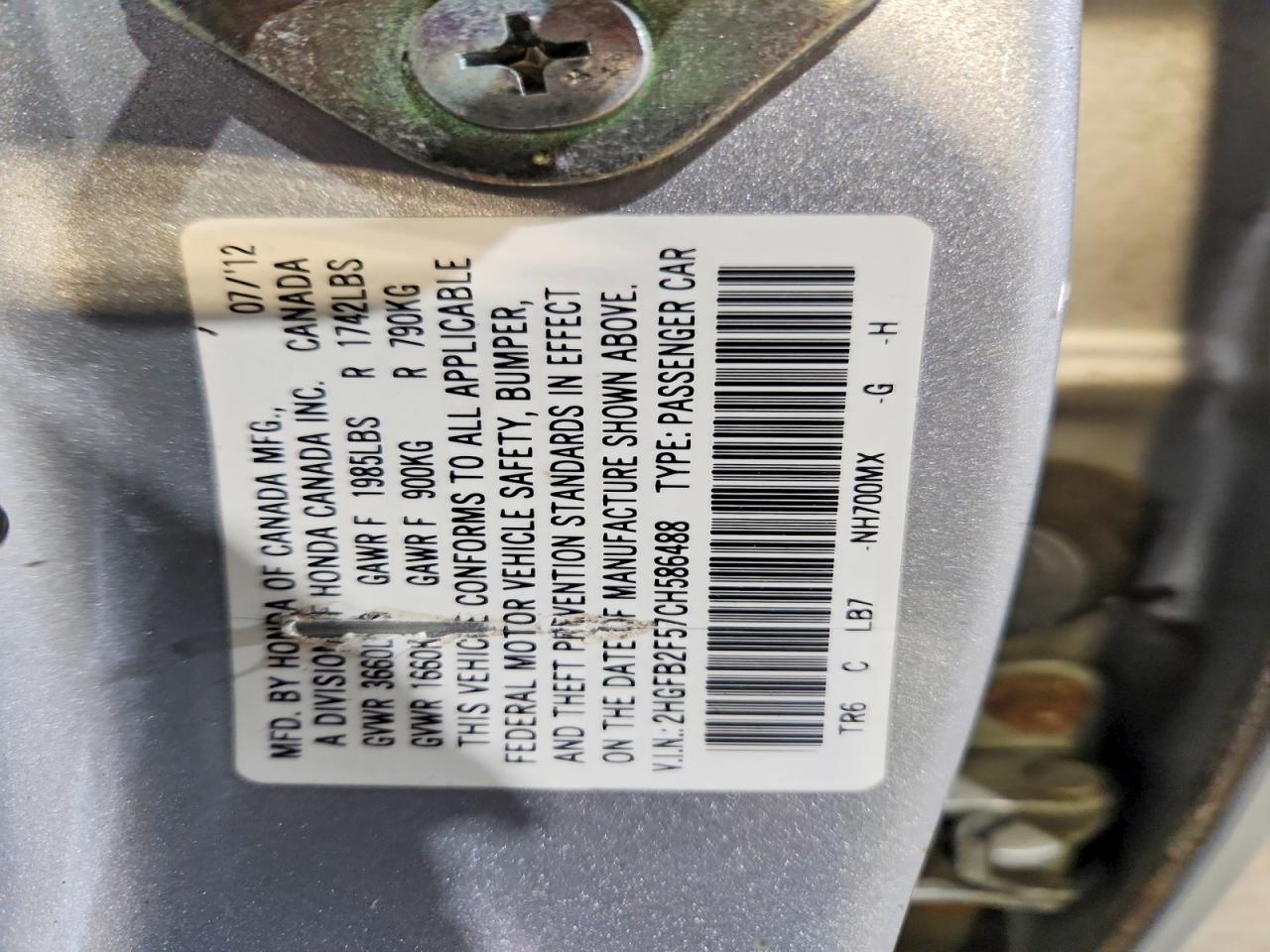 2012 HONDA CIVIC