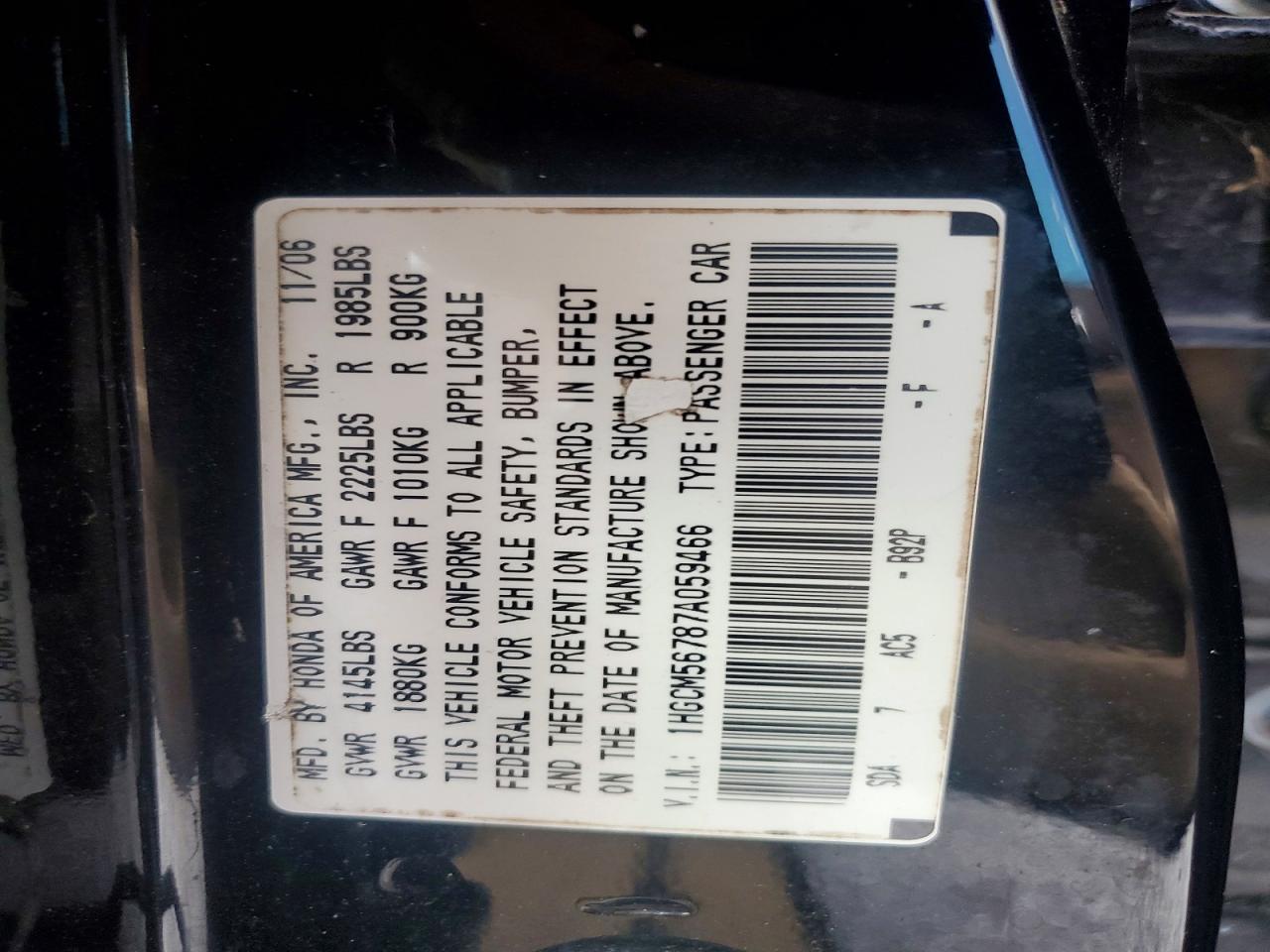 2007 HONDA ACCORD