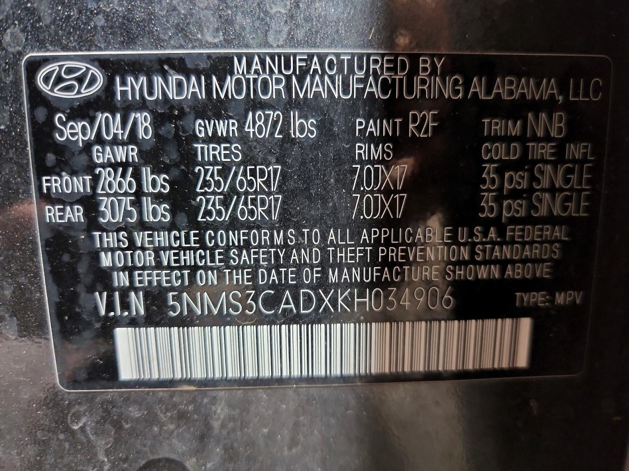 2019 HYUNDAI SANTA FE