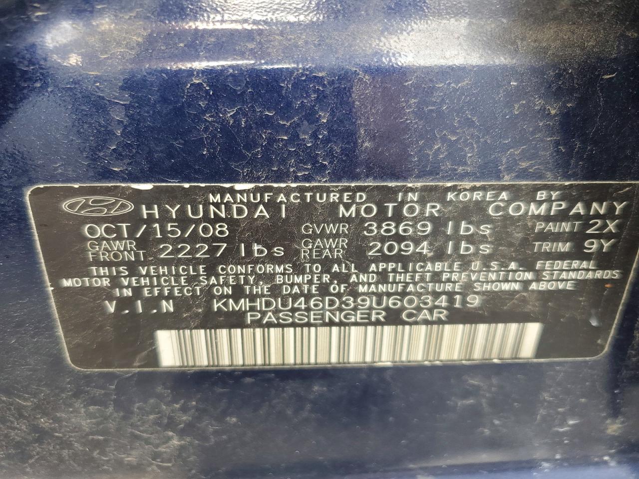2009 HYUNDAI ELANTRA