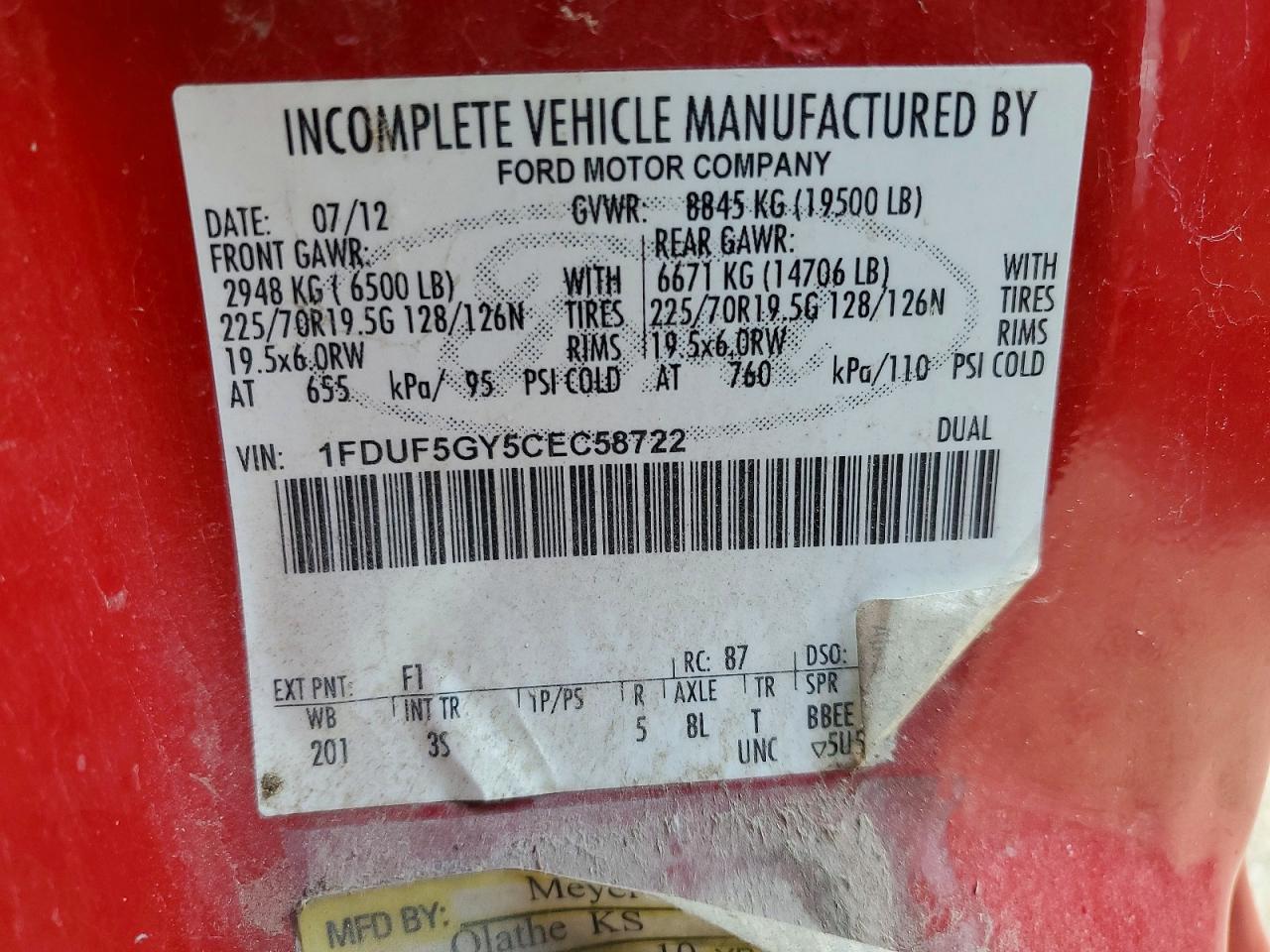 2012 FORD F550