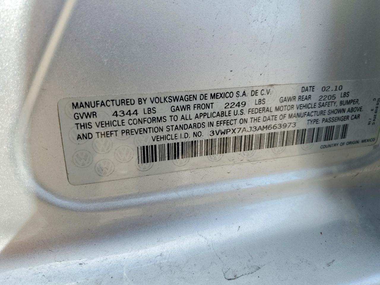 2010 VOLKSWAGEN JETTA
