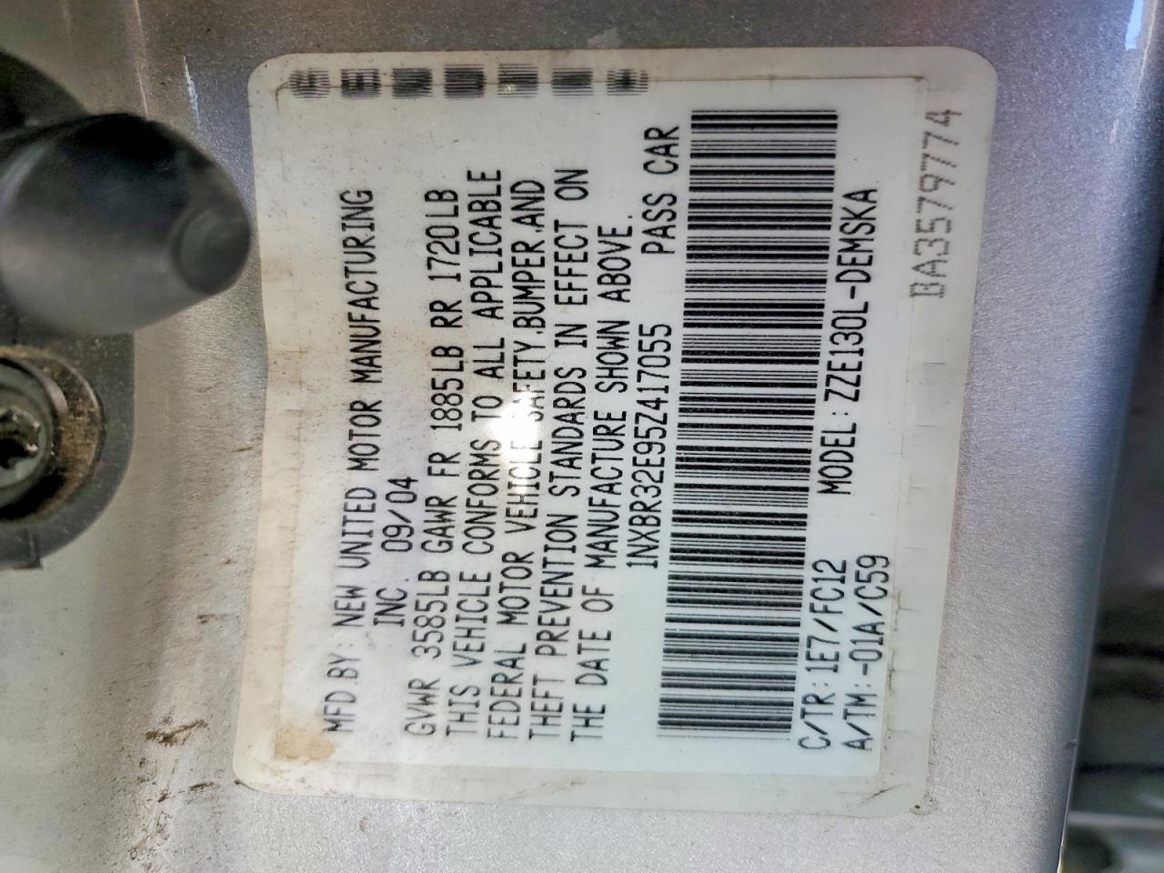 2005 TOYOTA COROLLA