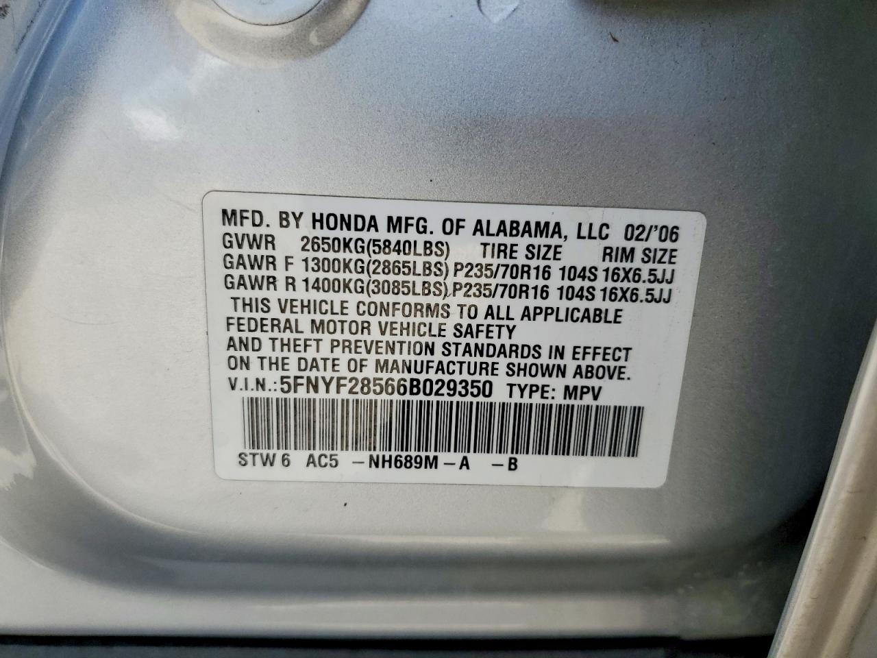 2006 HONDA PILOT