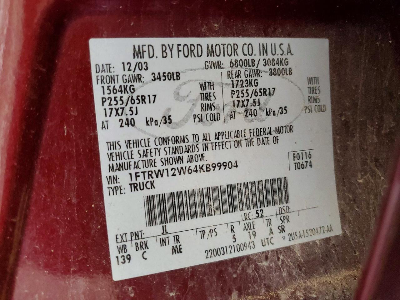 2004 FORD F150