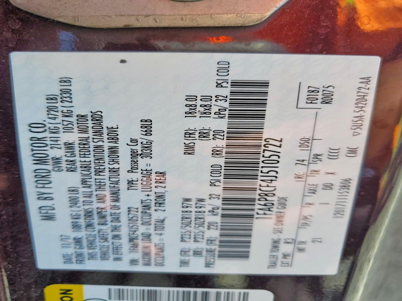 2018 FORD MUSTANG