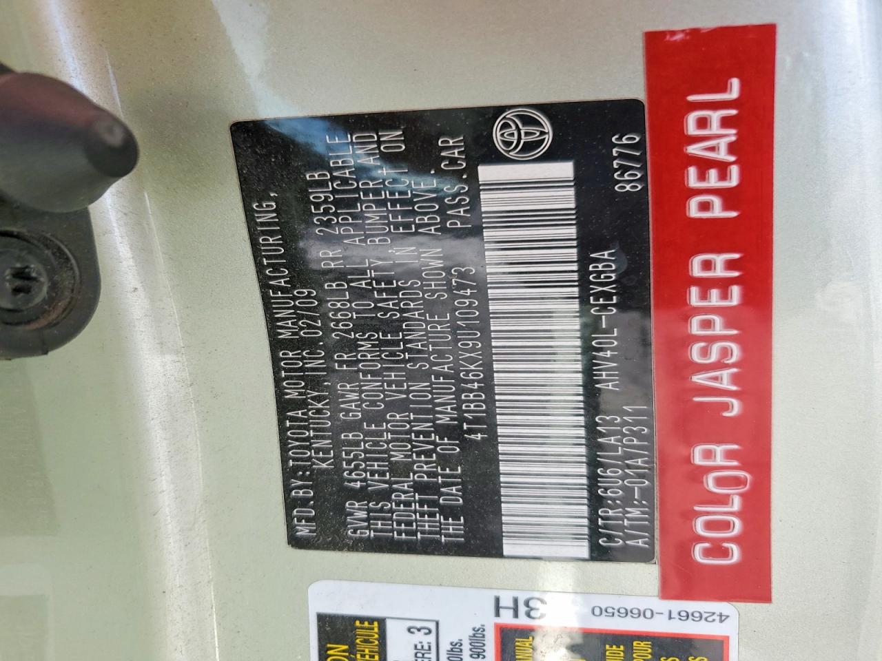 2009 TOYOTA CAMRY