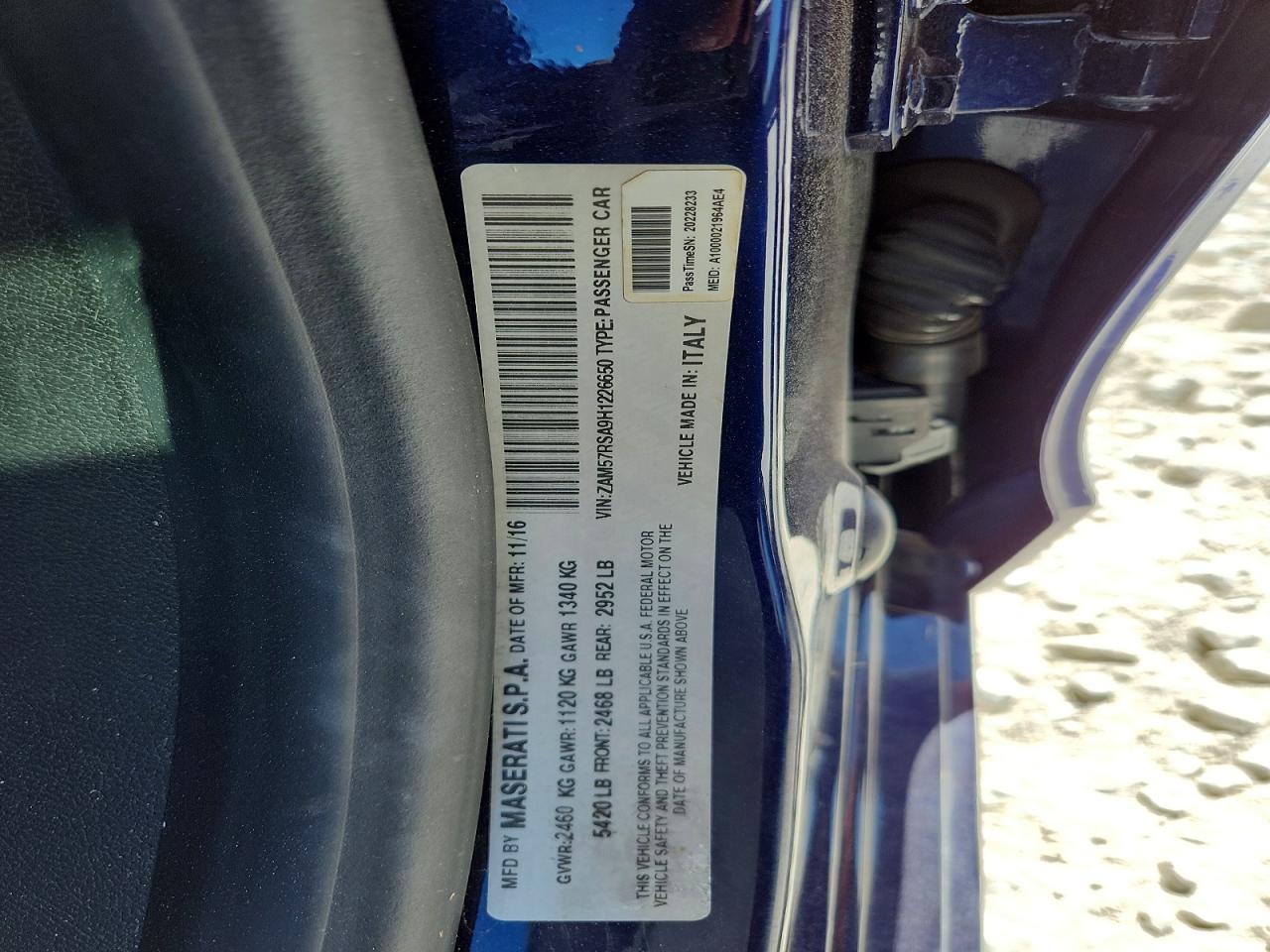 2017 MASERATI ALL OTHER