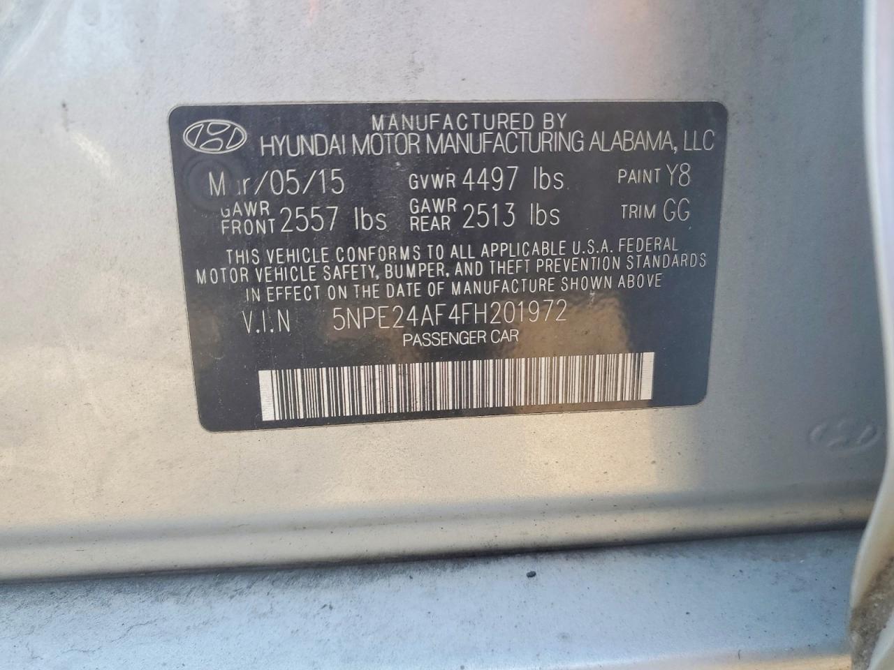 2015 HYUNDAI SONATA