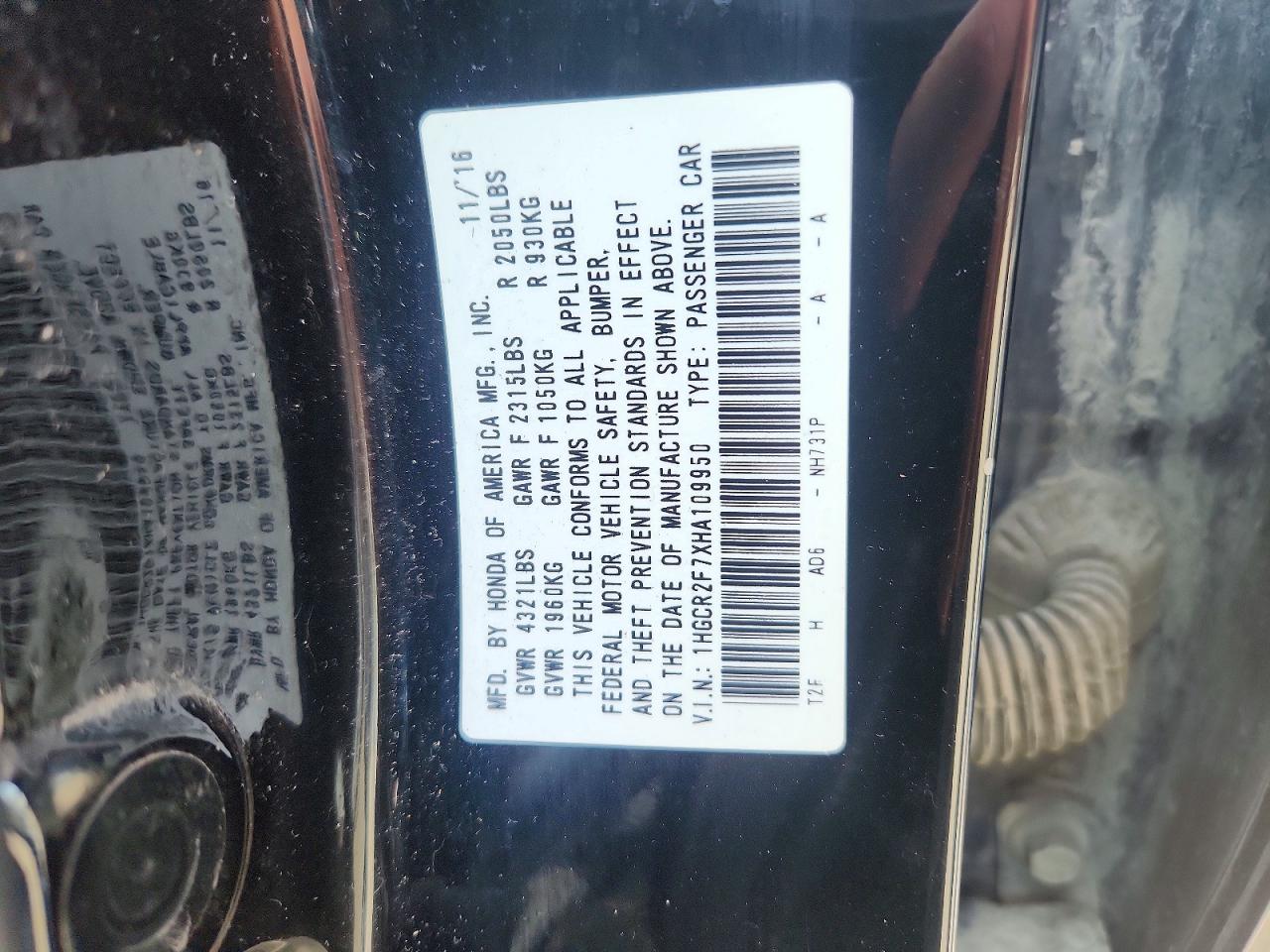 2017 HONDA ACCORD