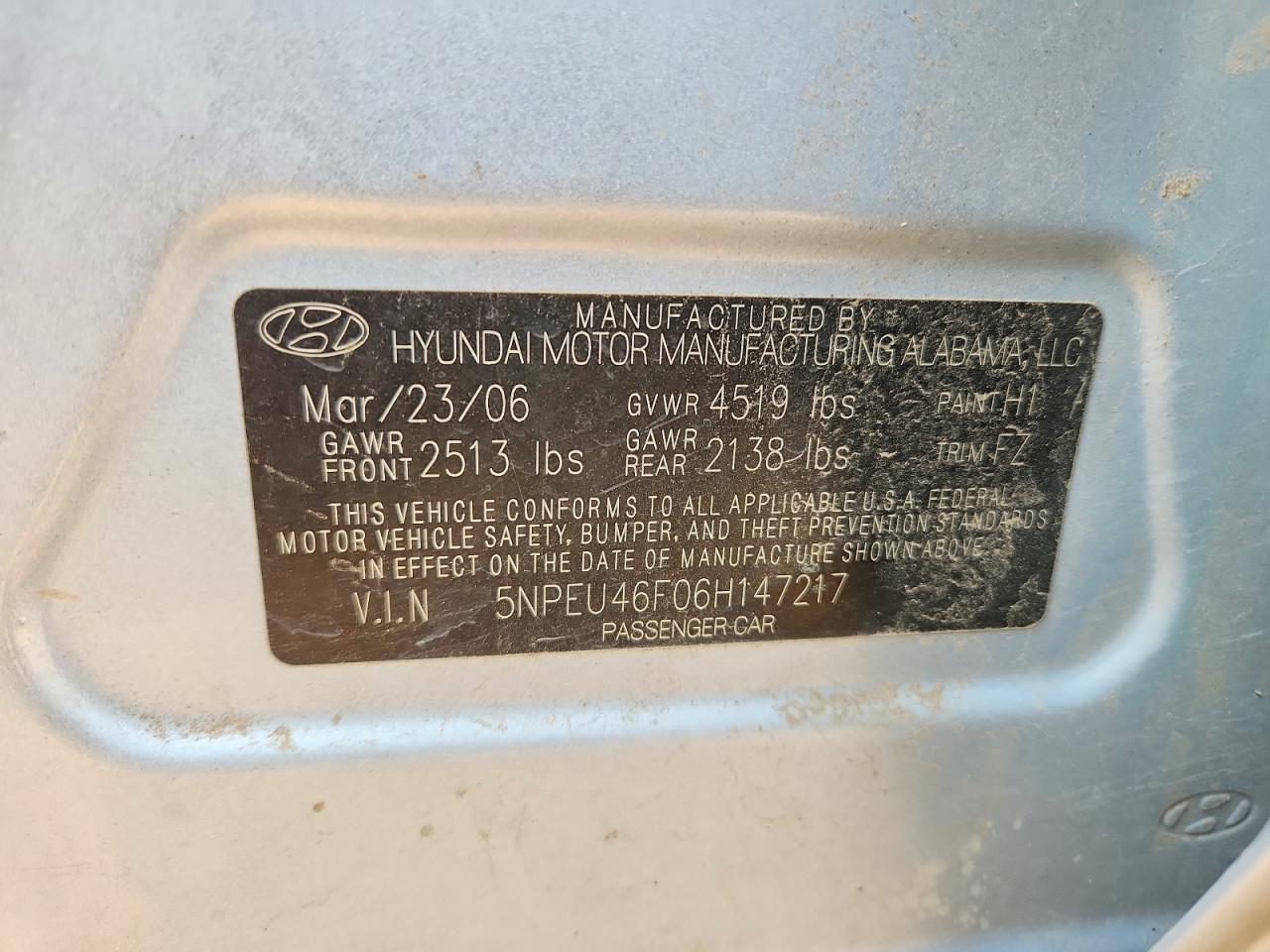 2006 HYUNDAI SONATA