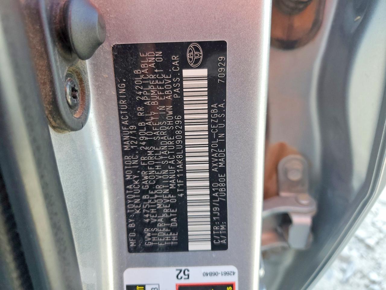 2020 TOYOTA CAMRY