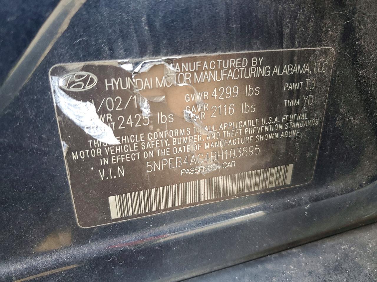 2011 HYUNDAI SONATA