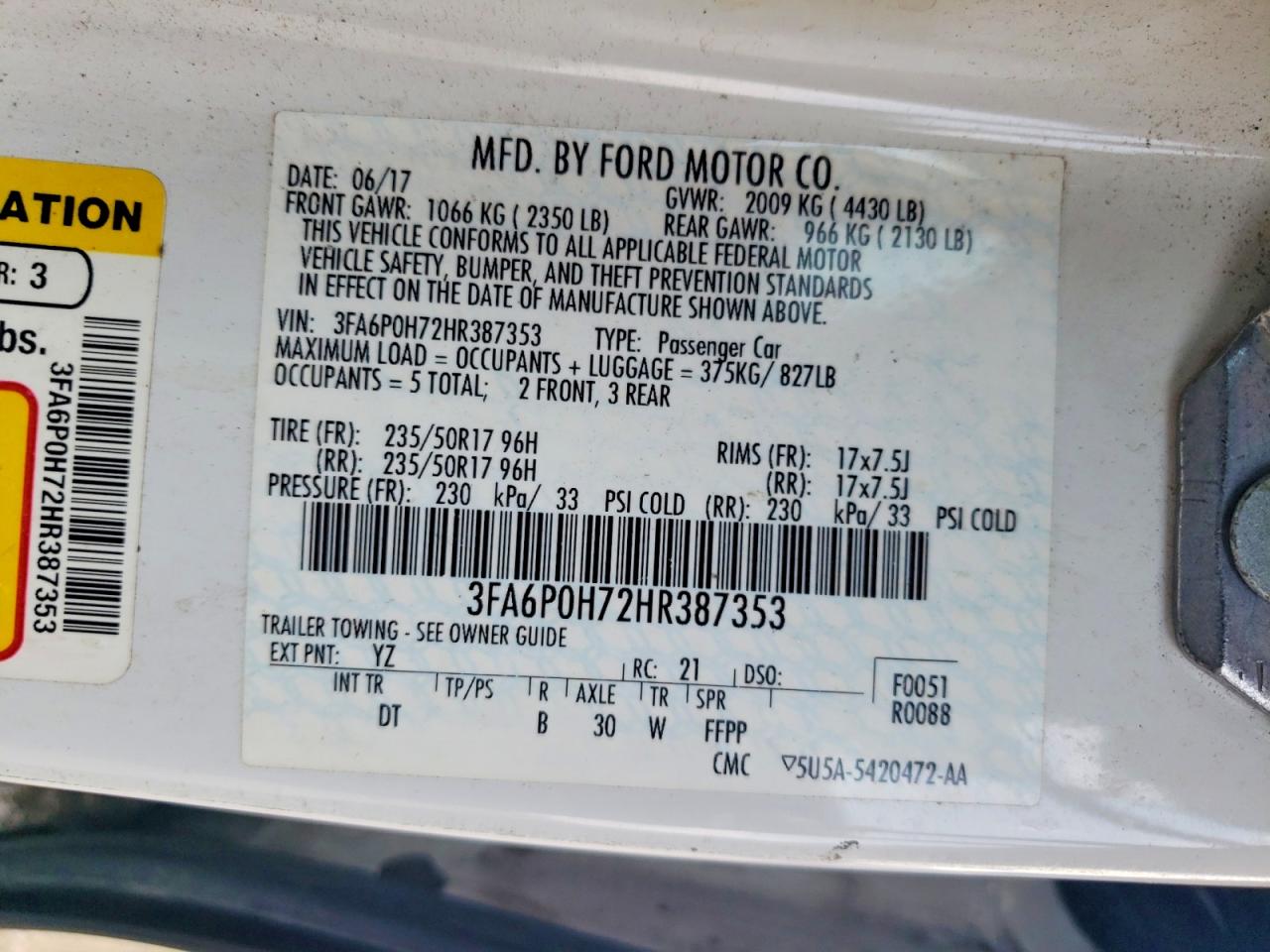 2017 FORD FUSION