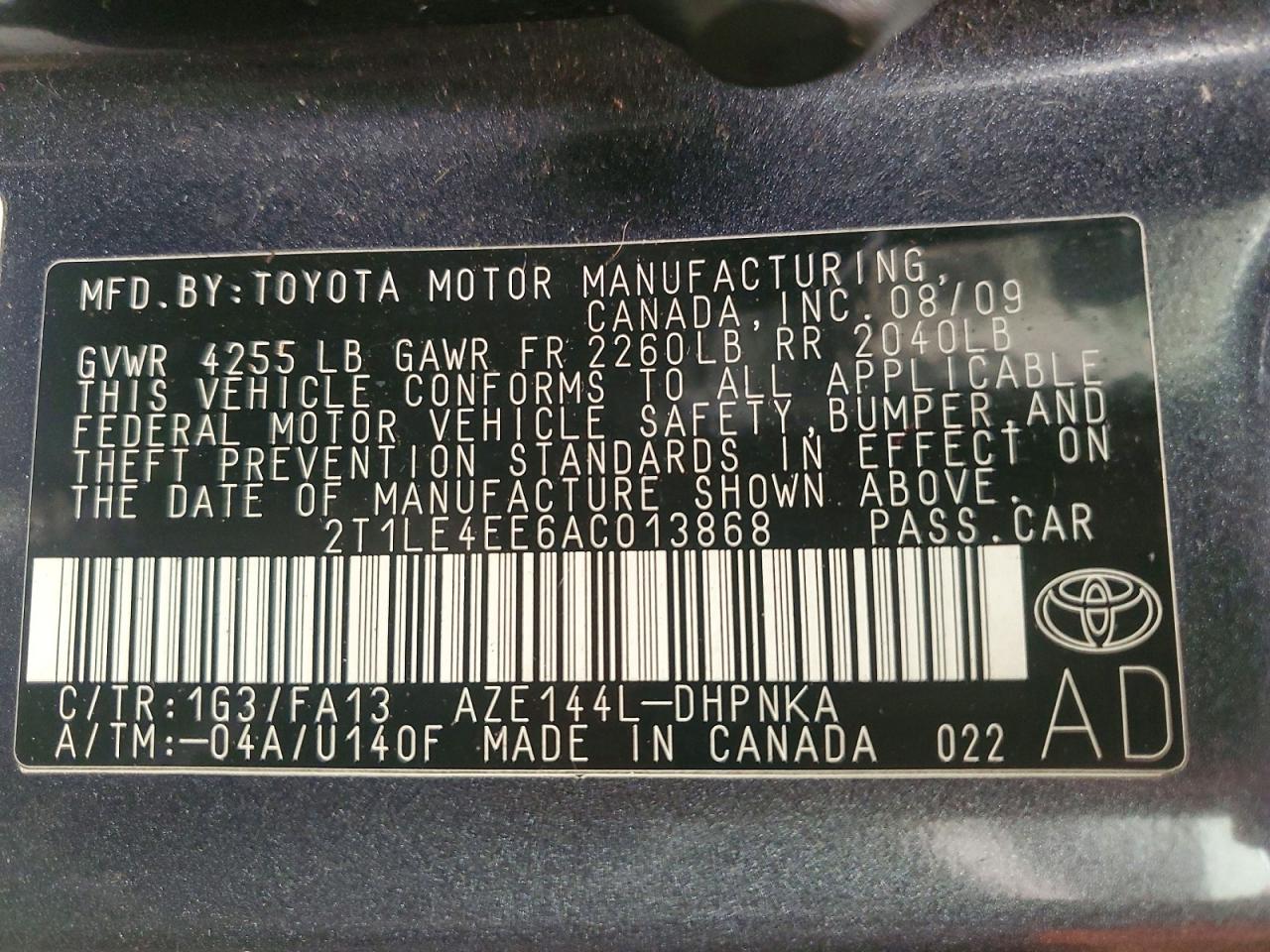 2010 TOYOTA COROLLA
